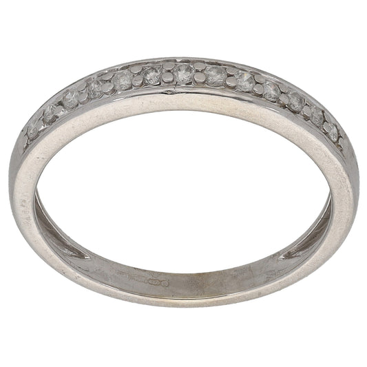 9ct White Gold 0.15ct Diamond Half Eternity Ring Size O