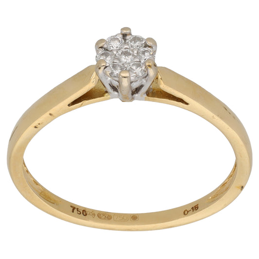 18ct Gold 0.15ct Diamond Cluster Ring Size U