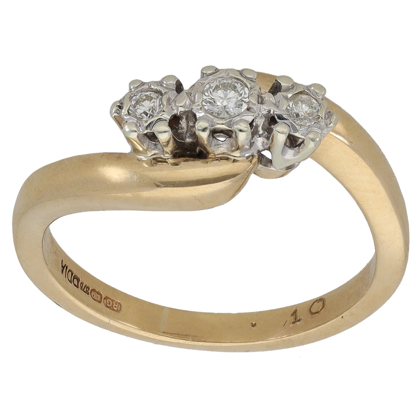 9ct Gold 0.10ct Diamond Trilogy Ring Size L