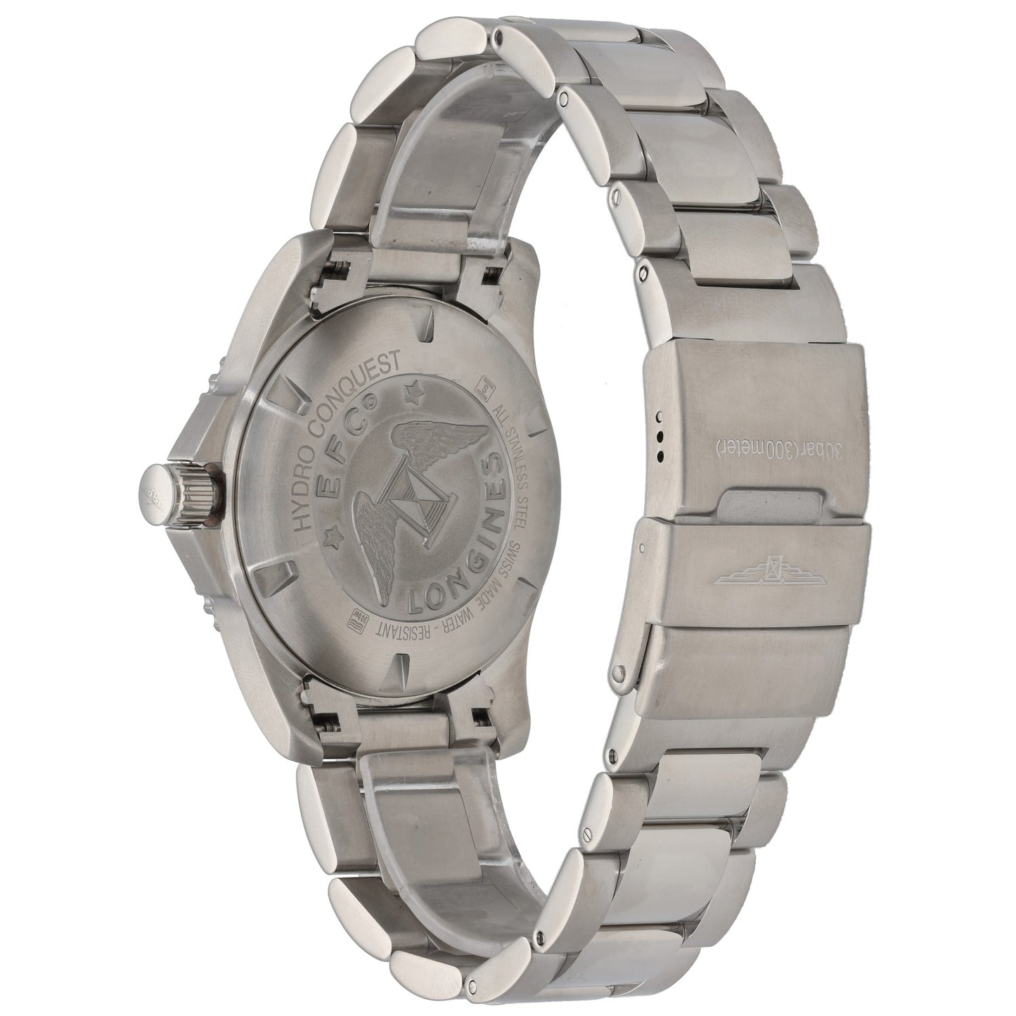 Longines Hydro Conquest L3.781.4, Stainless Steel, Grey Dial, Rear Angle Image