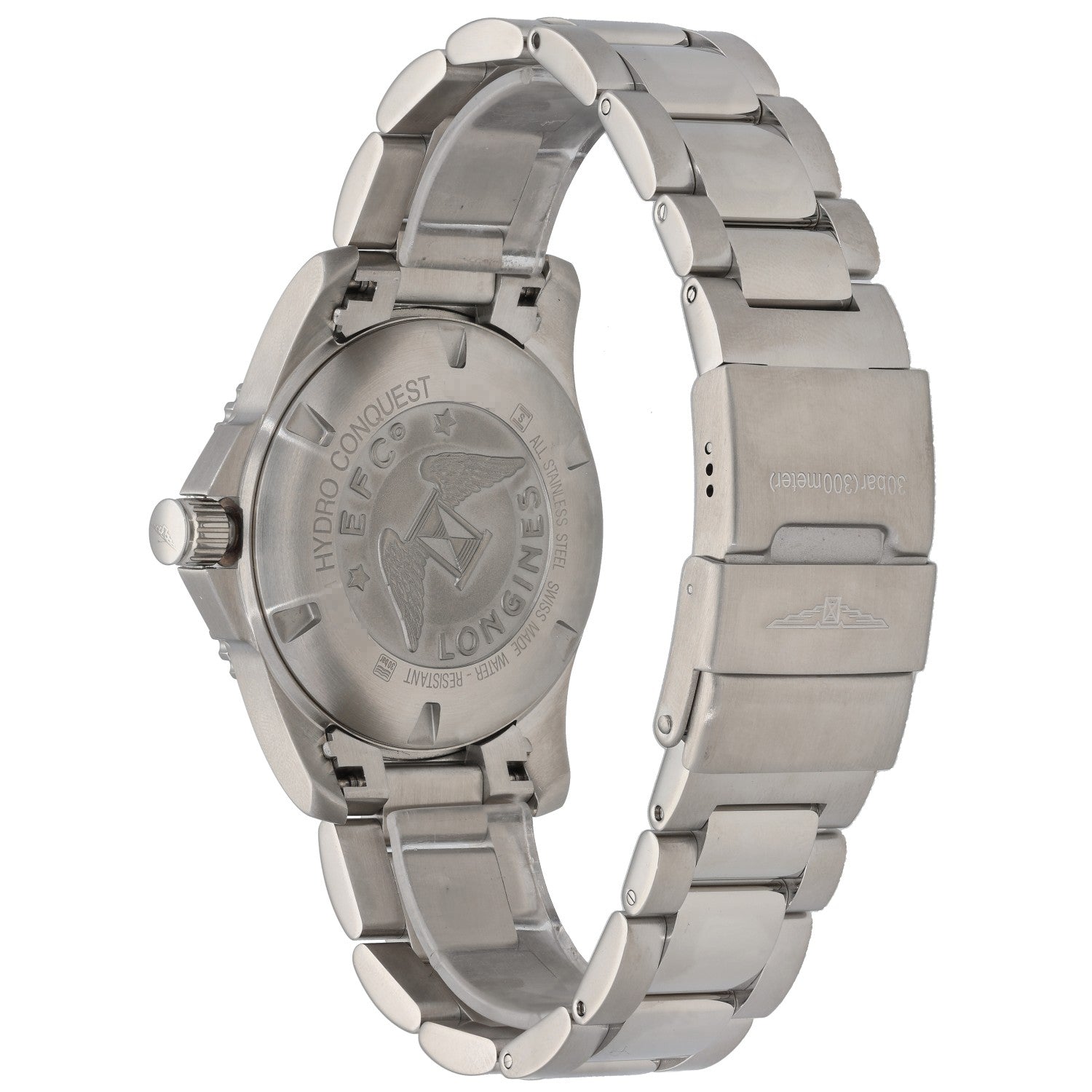 Longines Hydro Conquest L3.781.4, Stainless Steel, Grey Dial, Rear Angle Image