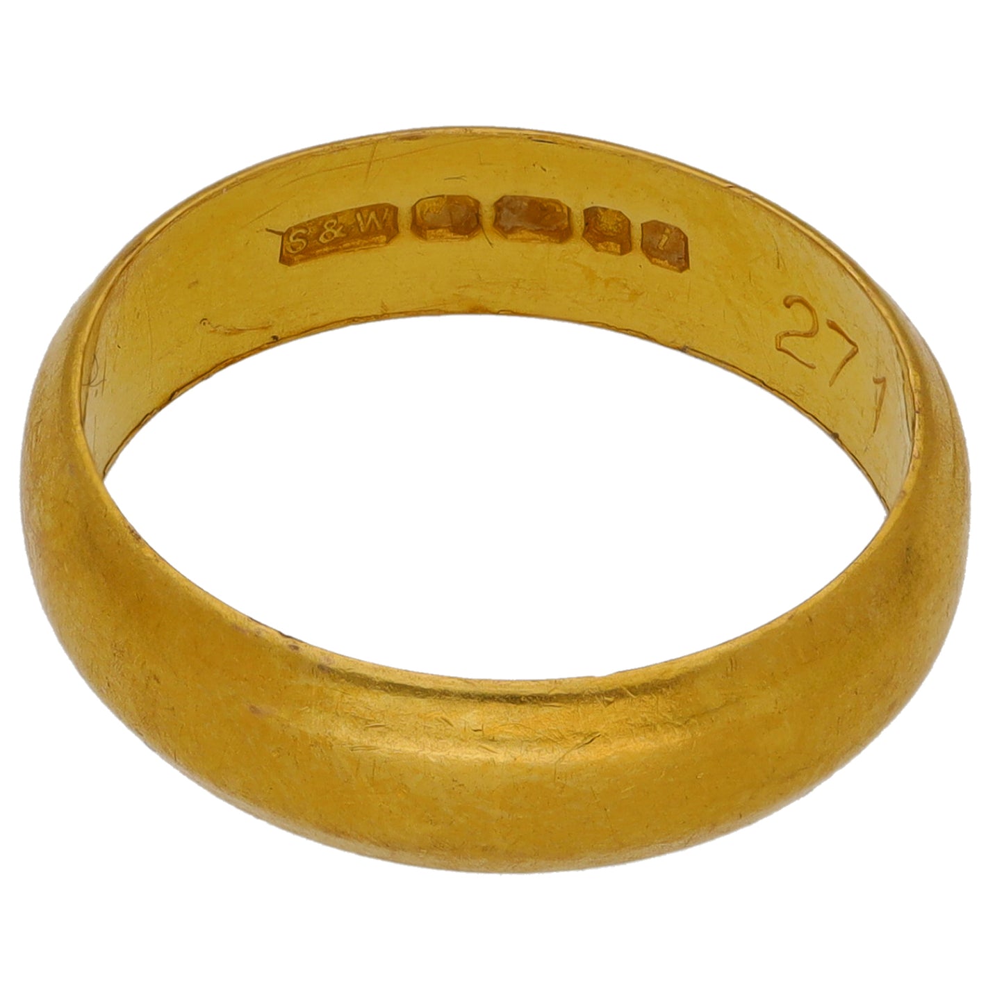 22ct Gold Plain Wedding Ring Size M