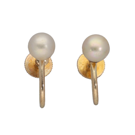 9ct Gold Cultured Pearl Clip On Earrings