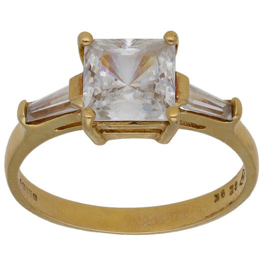 9ct Gold Cubic Zirconia Trilogy Ring Size O