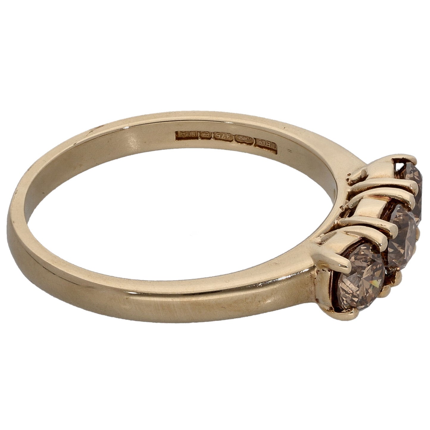 9ct Gold 1.00ct Diamond Trilogy Ring Size P