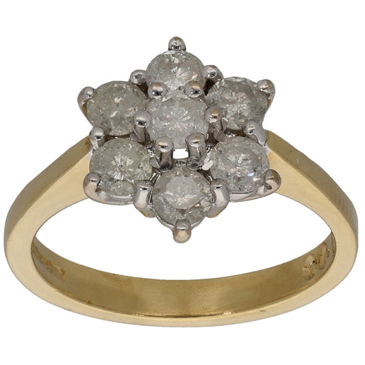 18ct Gold 1.00ct Diamond Cluster Ring Size K