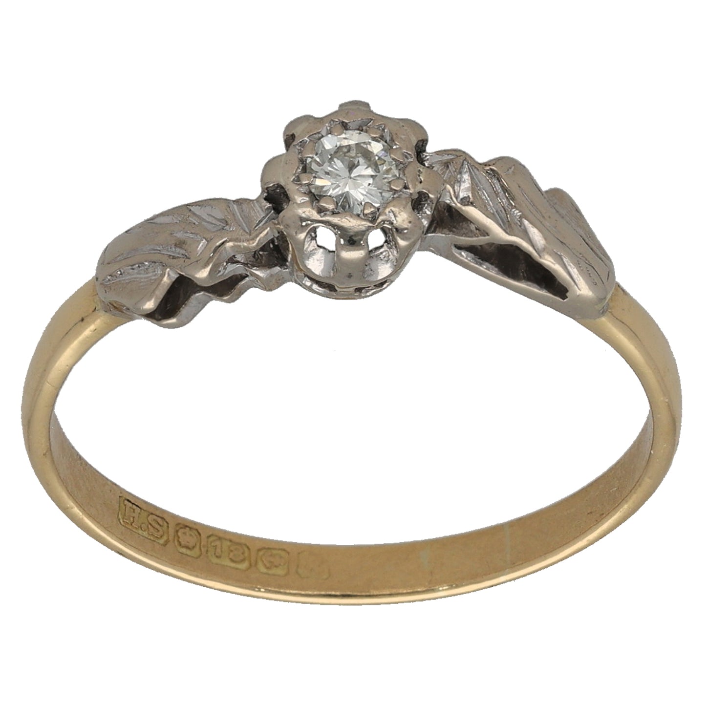 18ct Bicolour Gold 0.10ct Diamond Solitaire Ring Size R