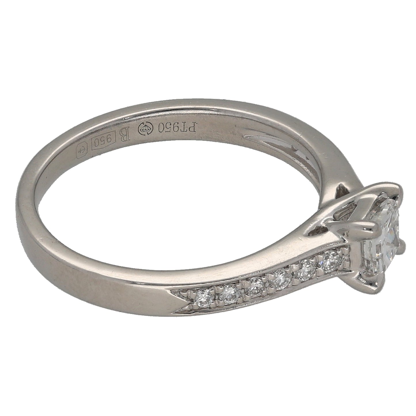 Platinum 0.45ct Diamond Solitaire Ring With Accent Stones Size K