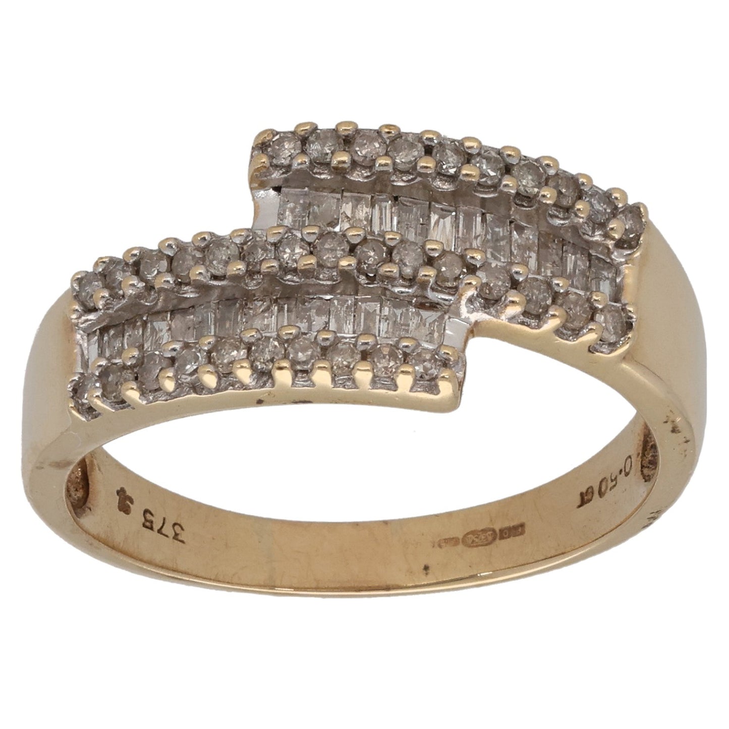9ct Gold 0.50ct Diamond Dress/Cocktail Ring Size P
