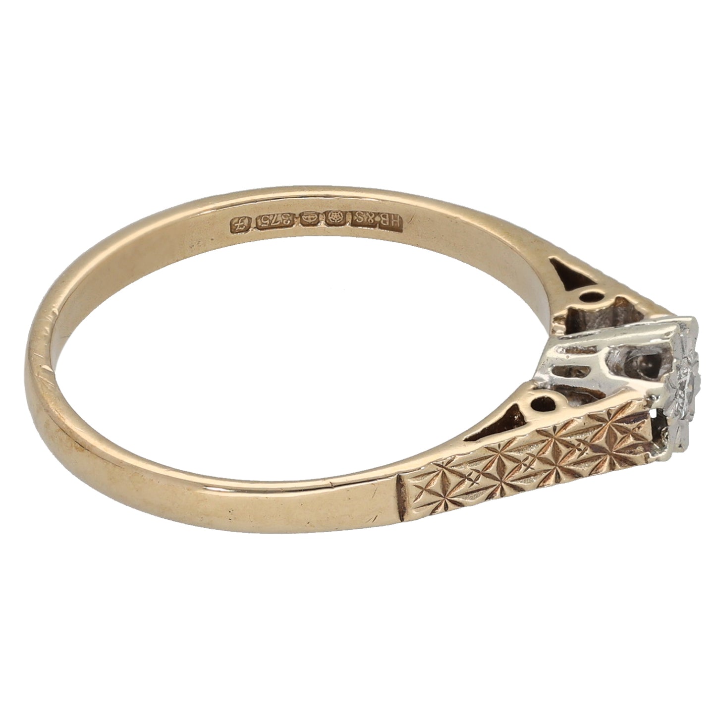 9ct Gold 0.05ct Diamond Solitaire Ring Size P
