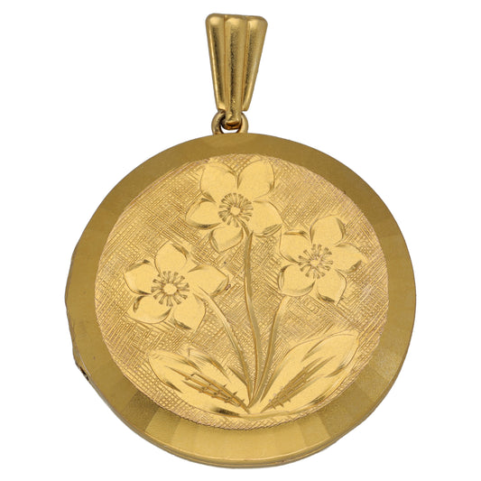 9ct Gold Patterned Locket Pendant