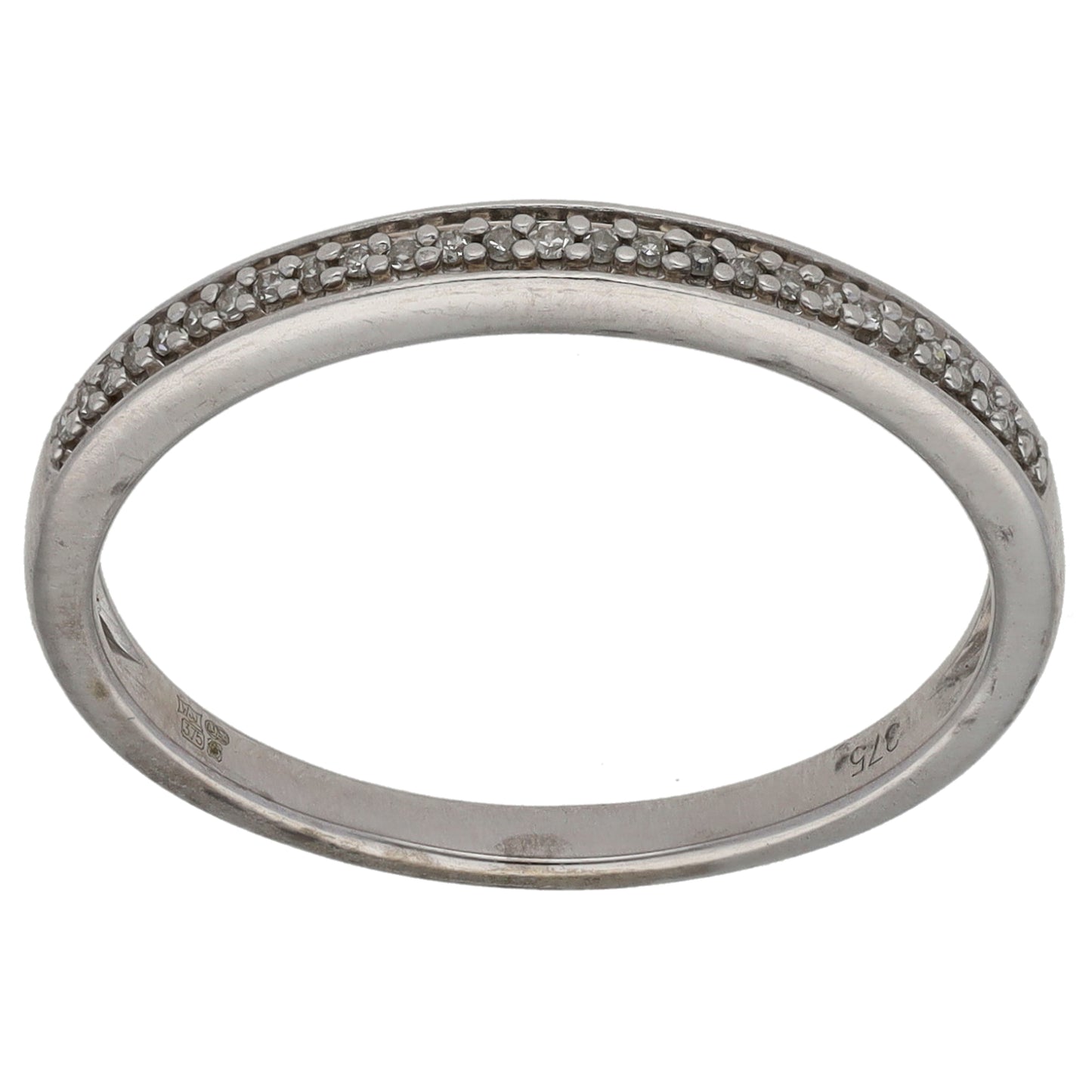 9ct White Gold 0.06ct Diamond Half Eternity Ring Size Q