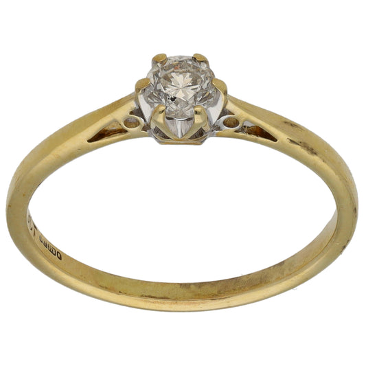 9ct Gold 0.24ct Diamond Solitaire Ring Size N