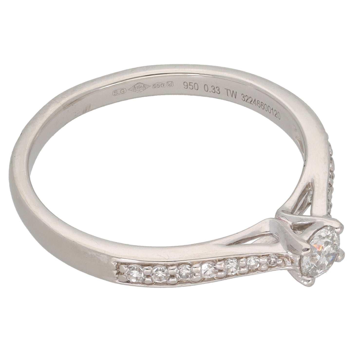 Platinum 0.33ct Diamond Solitaire Ring With Accent Stones Size Q