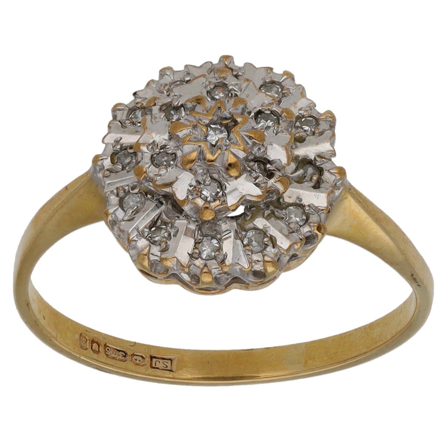 9ct Gold 0.095ct Diamond Cluster Ring Size M