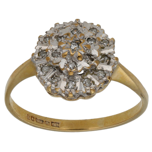 9ct Gold 0.095ct Diamond Cluster Ring Size M