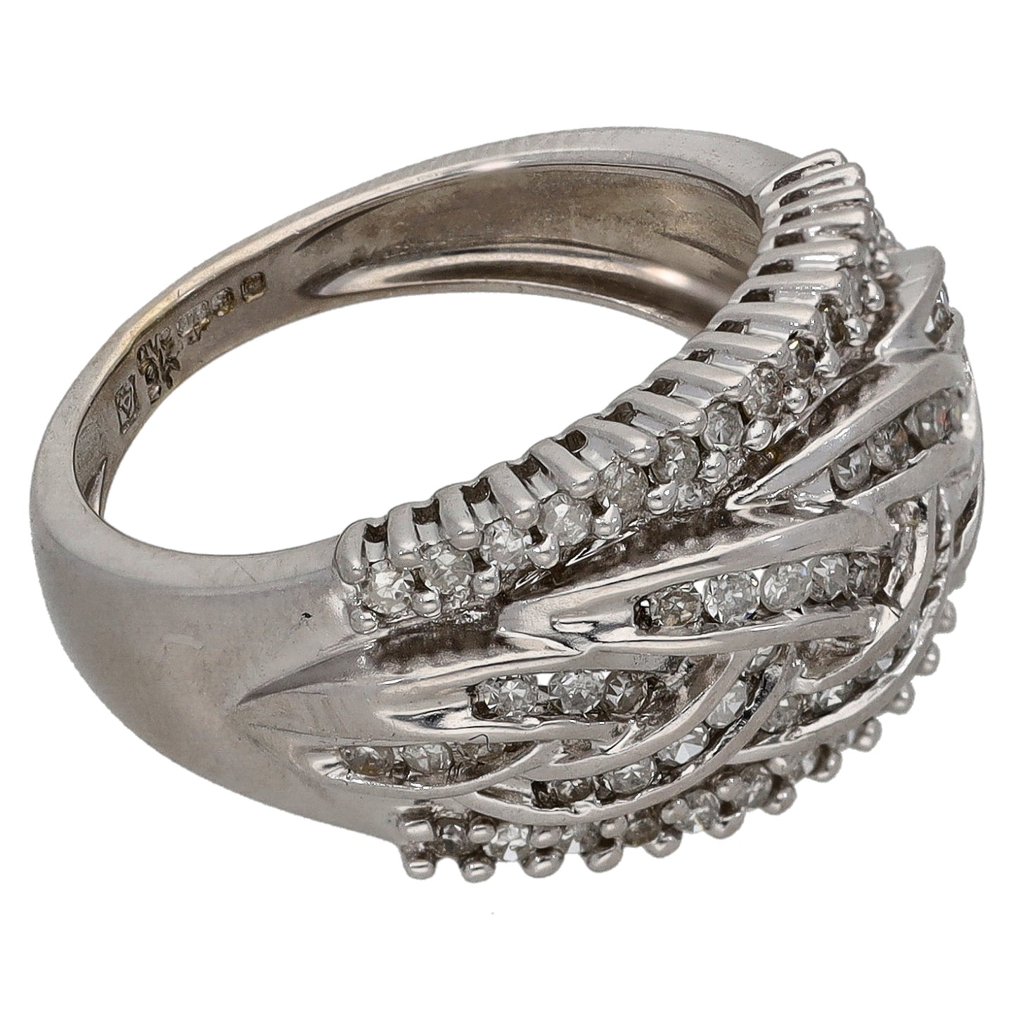 9ct White Gold 0.68ct Diamond Dress/Cocktail Ring Size K
