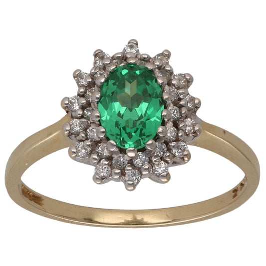 9ct Gold Imitation Gems Cluster Ring Size Q