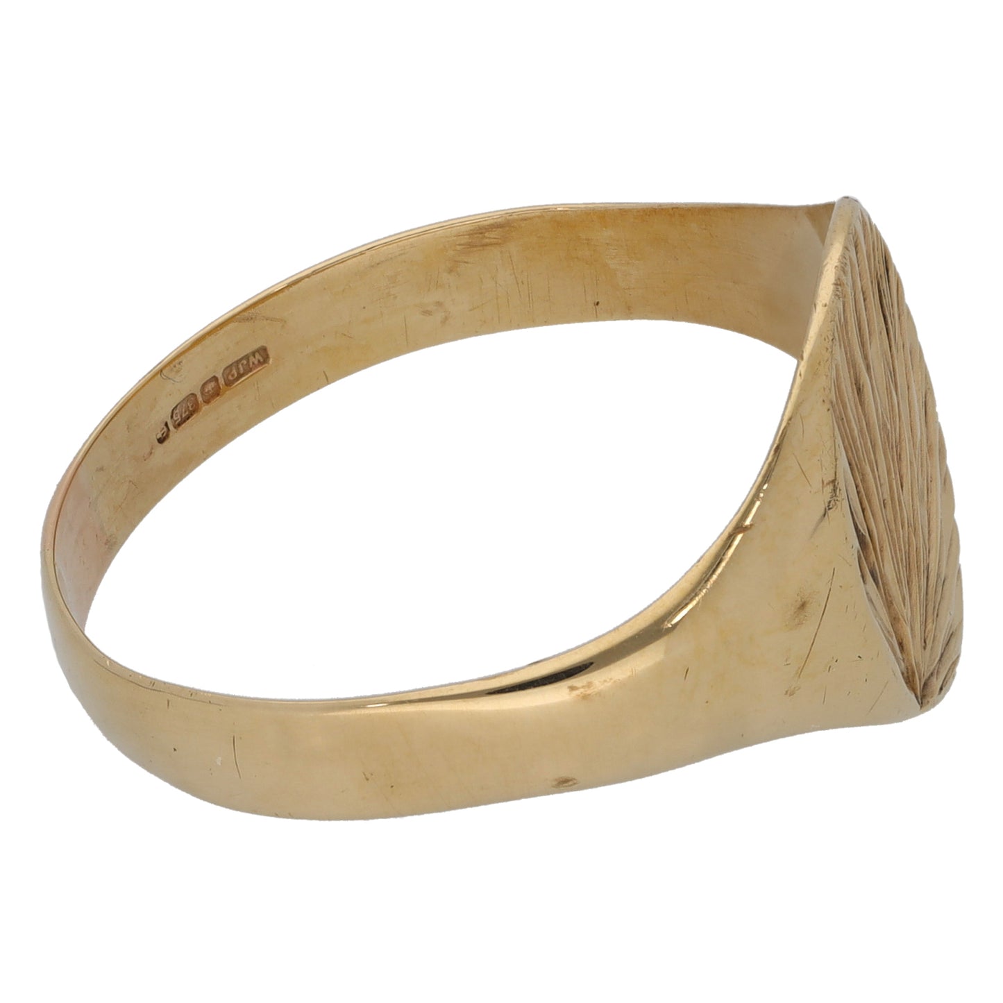 9ct Gold Patterned Signet Ring Size Z