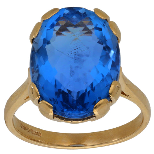 9ct Gold Imitation Gem Single Stone Ring Size N
