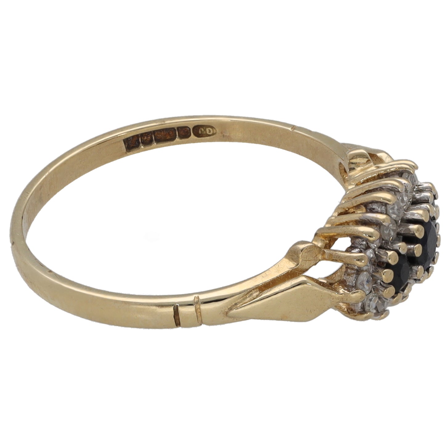 9ct Gold Sapphire & 0.10ct Diamond Dress/Cocktail Ring Size M
