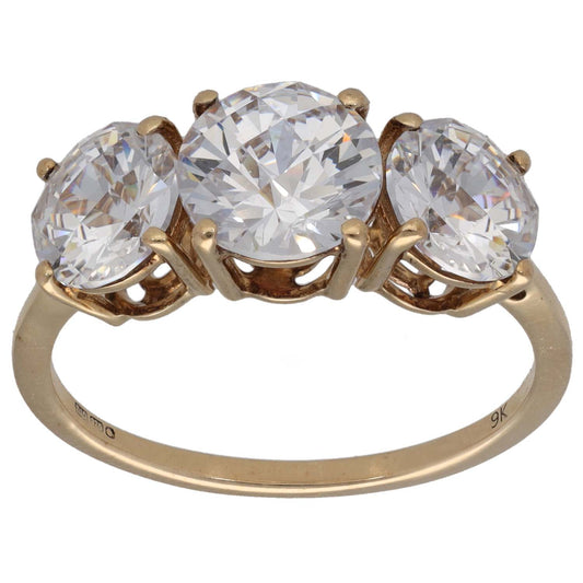 9ct Gold Cubic Zirconia Three Stone Ring Size S