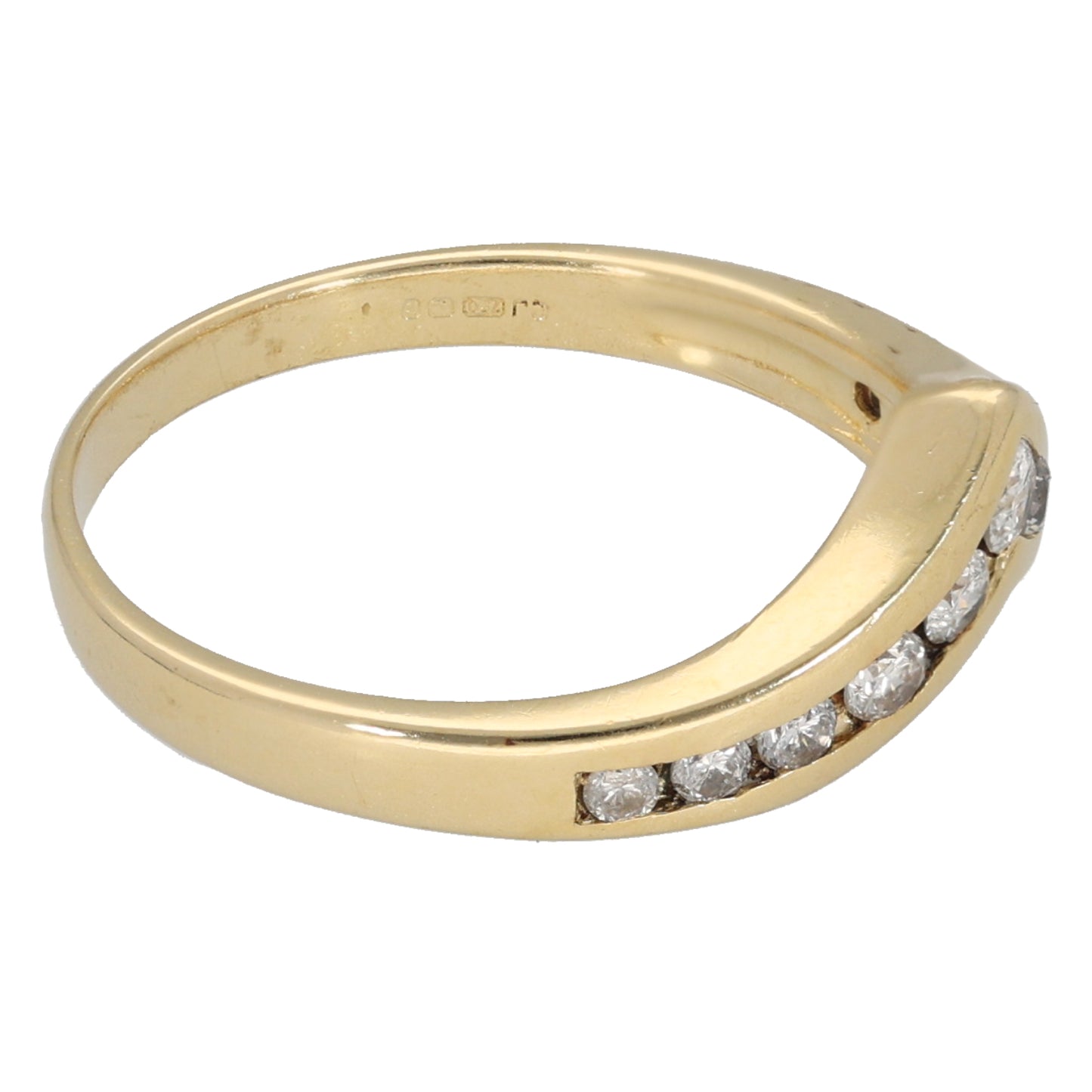 18ct Gold 0.19ct Diamond Wishbone Ring Size M