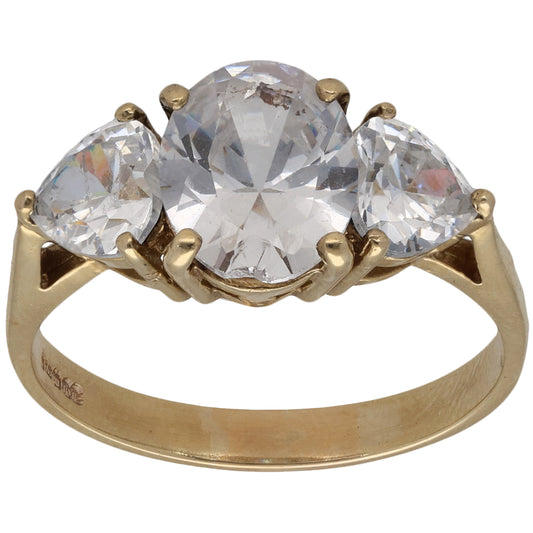 9ct Gold Cubic Zirconia Three Stone Ring Size T
