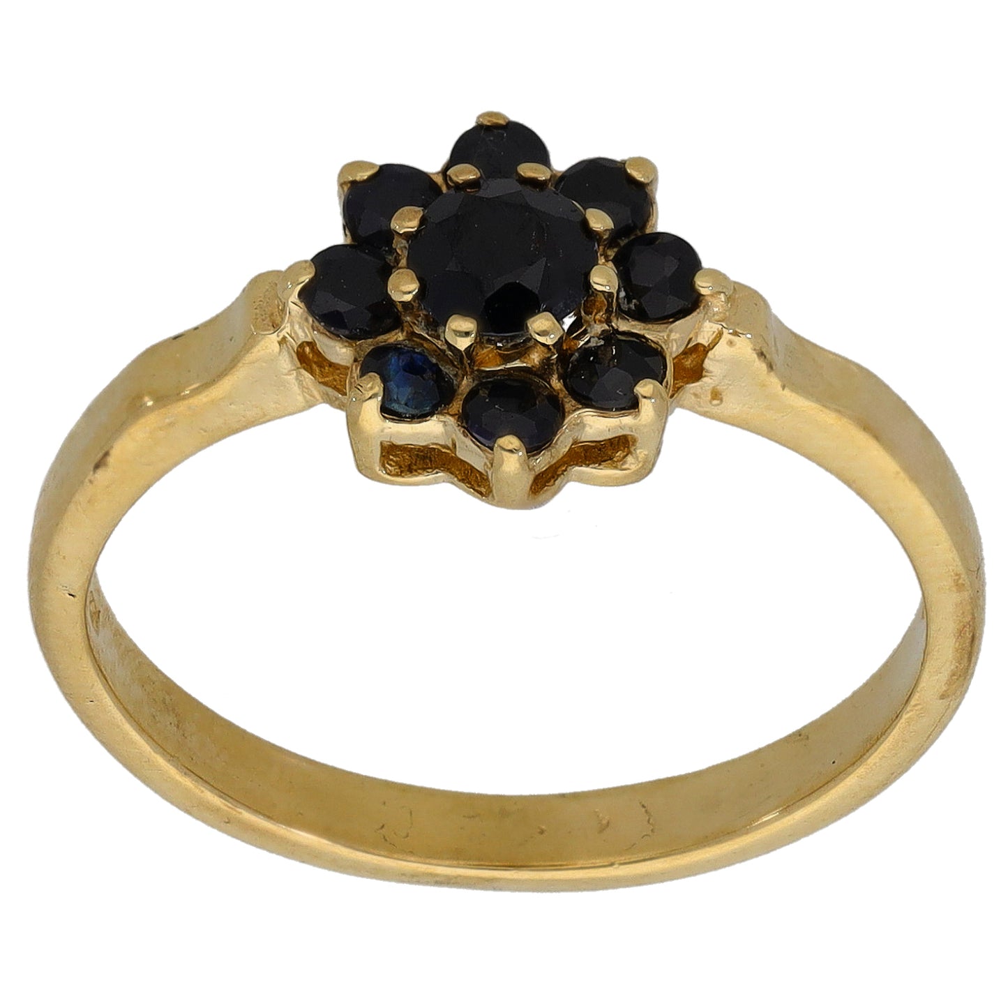 9ct Gold Sapphire Cluster Ring Size P