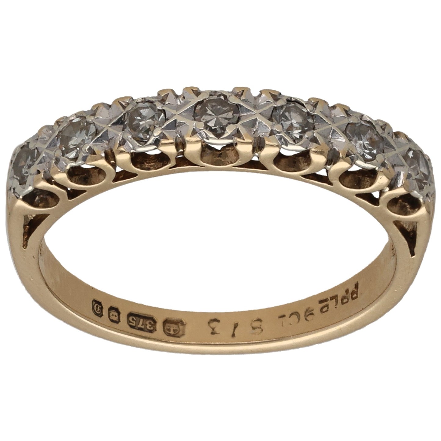 9ct Gold 0.21ct Diamond Half Eternity Ring Size L