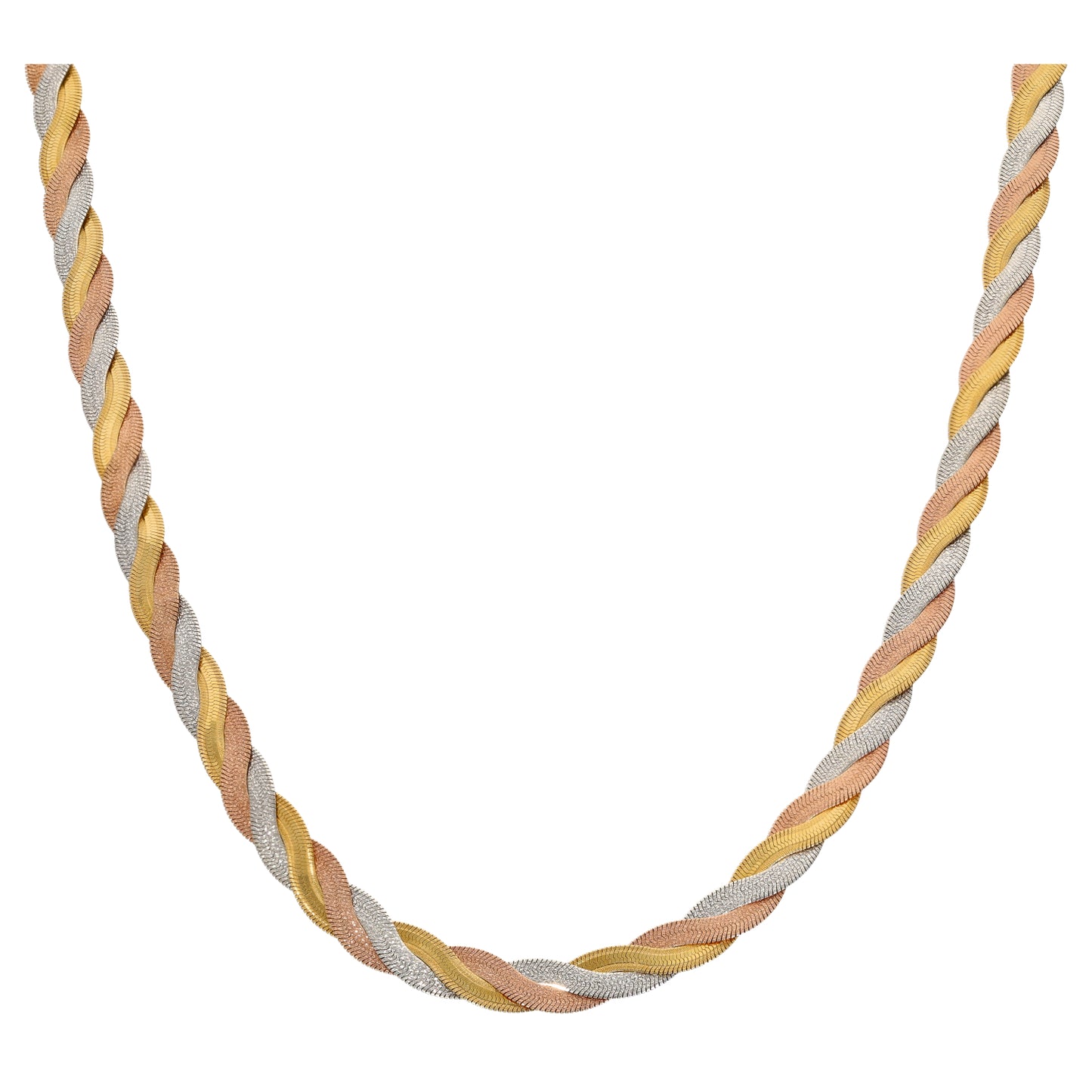 9ct Tri-Colour Gold Fancy Necklace 16"