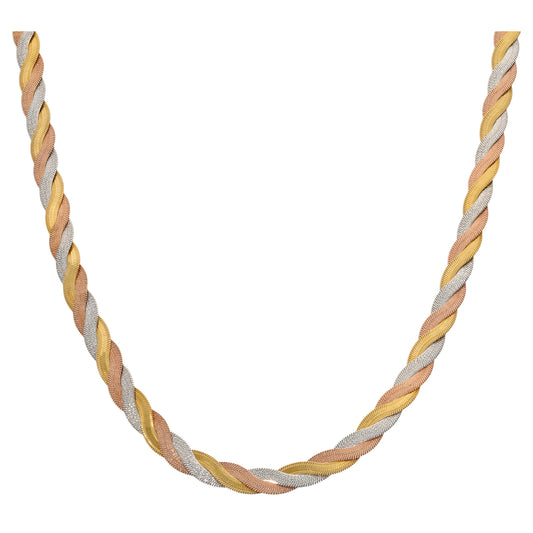 9ct Tri-Colour Gold Fancy Necklace 16"