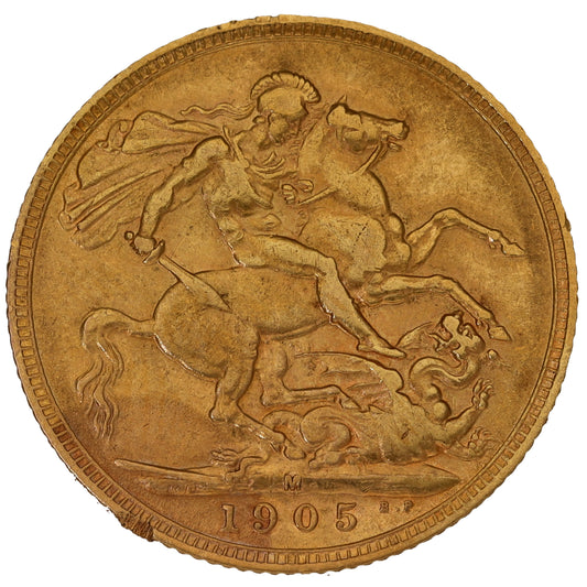 22ct Gold King Edward VII Full Sovereign Coin 1905