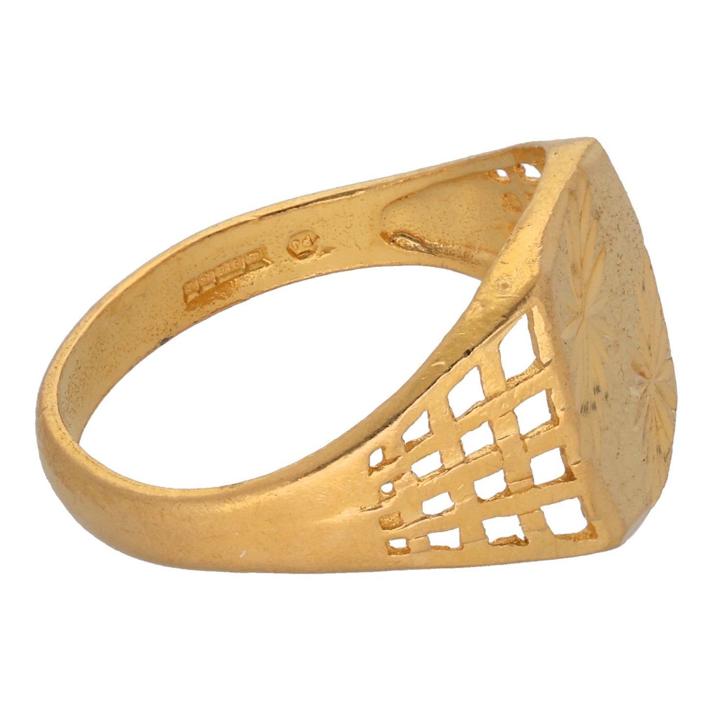 22ct Gold Patterned Signet Ring Size V
