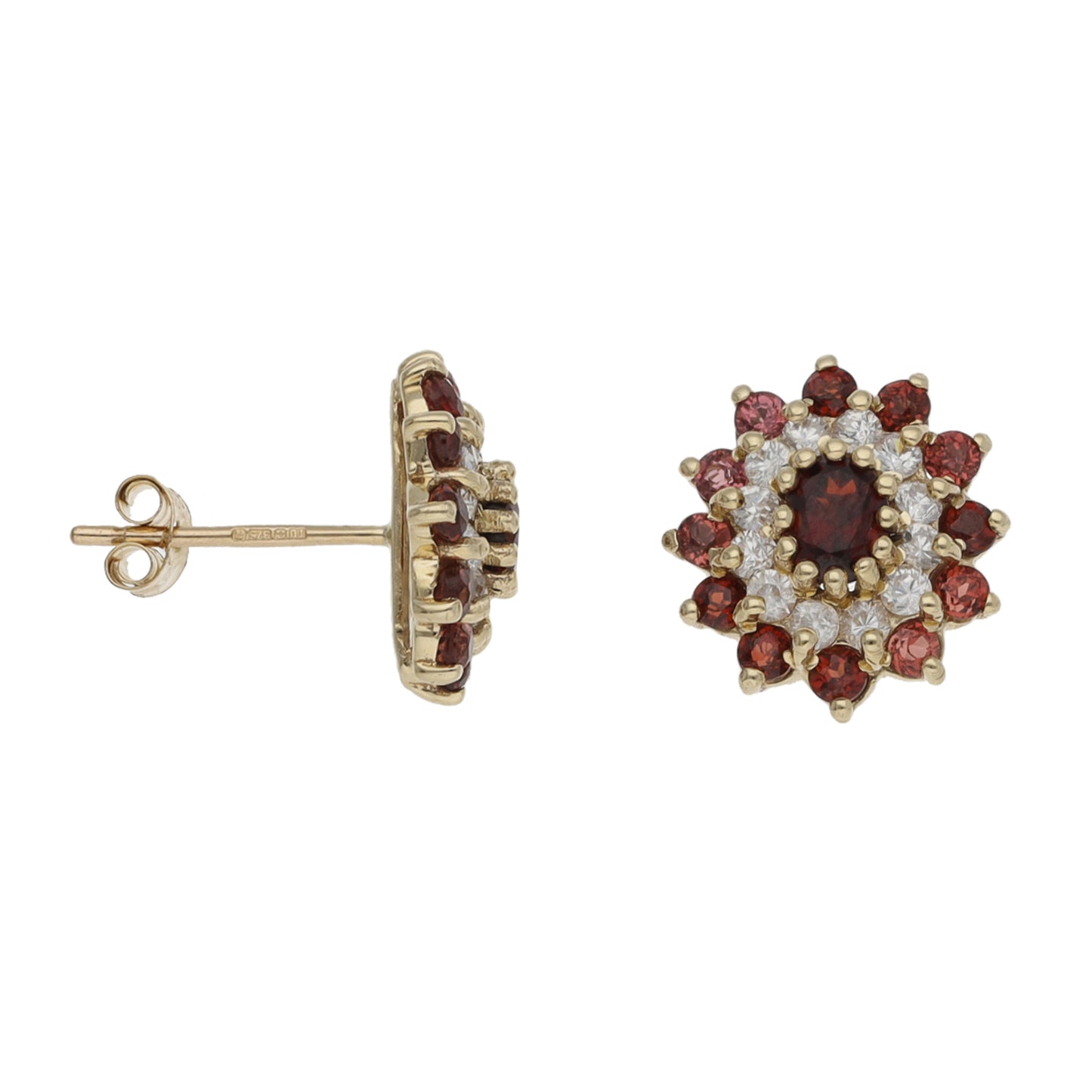 9ct Gold Garnet & Cubic Zirconia Dress/Cocktail Earrings