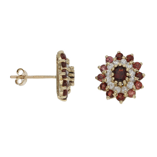 9ct Gold Garnet & Cubic Zirconia Dress/Cocktail Earrings