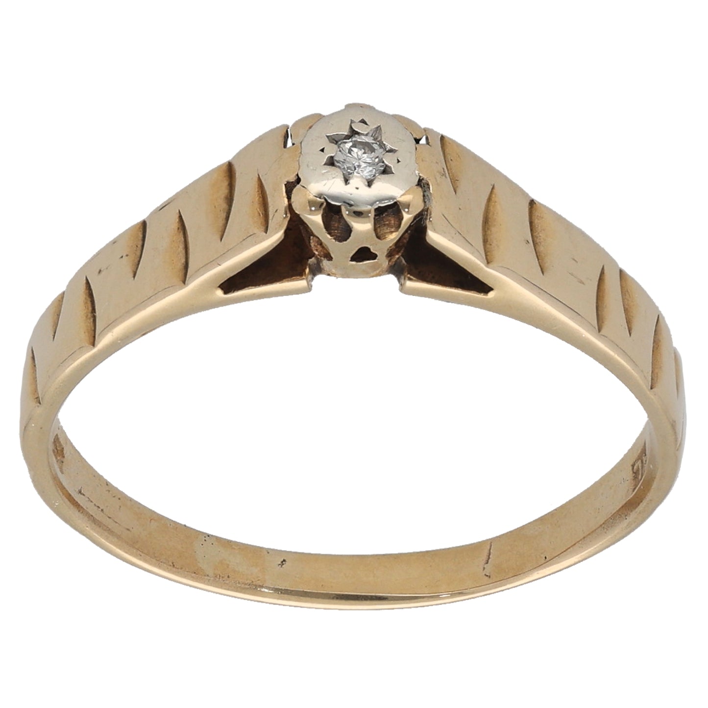 9ct Gold 0.02ct Diamond Solitaire Ring Size O