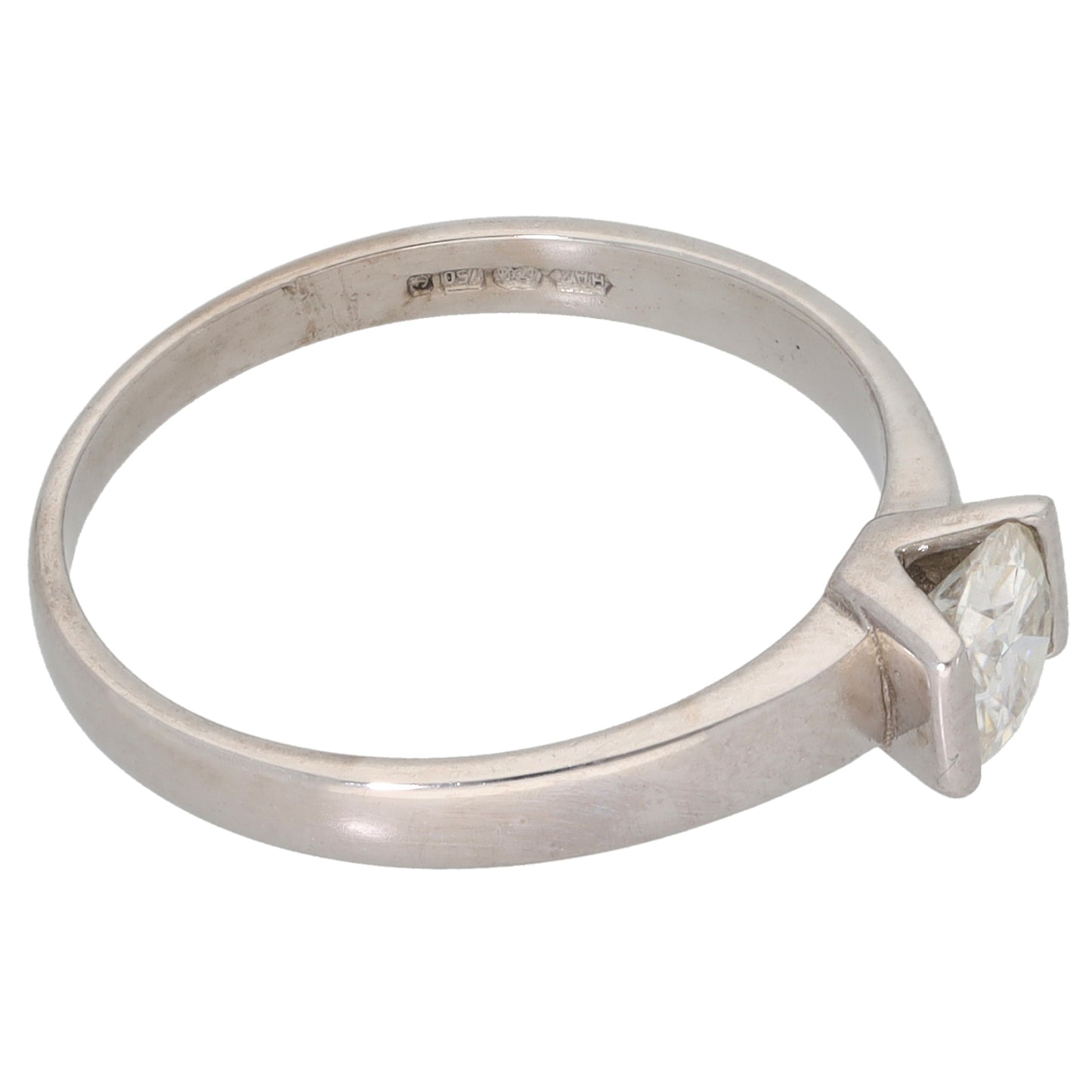 18ct White Gold Cubic Zirconia Single Stone Ring Size N