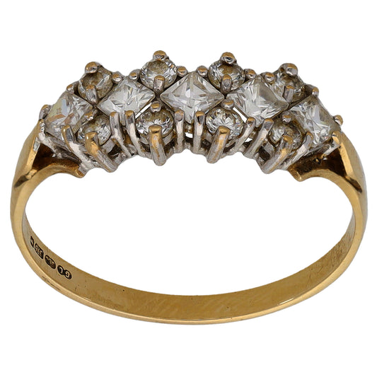 9ct Gold Cubic Zirconia Dress/Cocktail Ring Size O