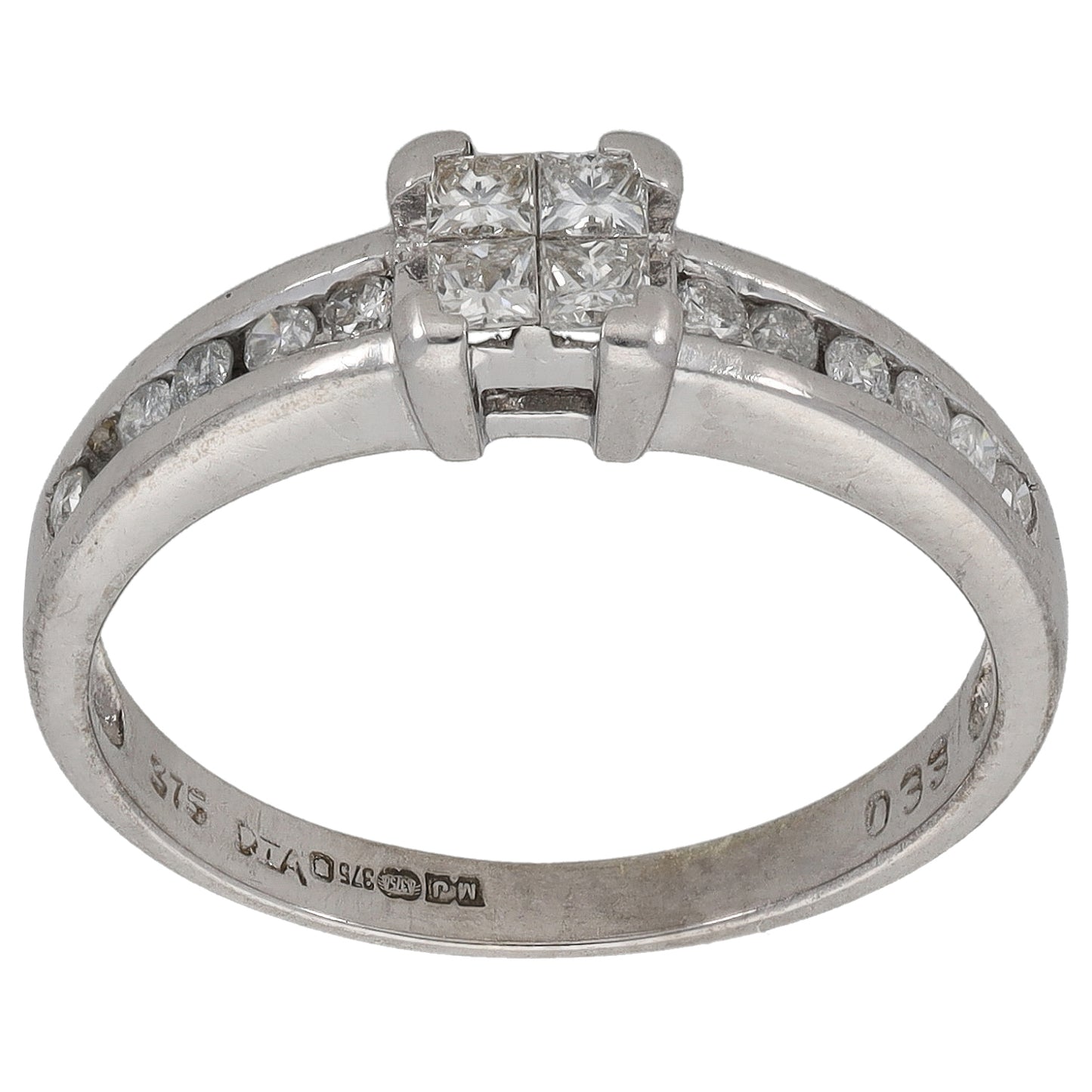 9ct White Gold 0.33ct Diamond Dress/Cocktail Ring Size L