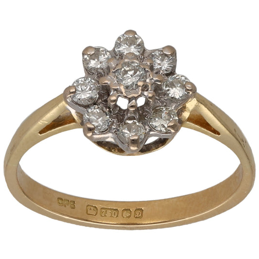 18ct Gold 0.39ct Diamond Cluster Ring Size N