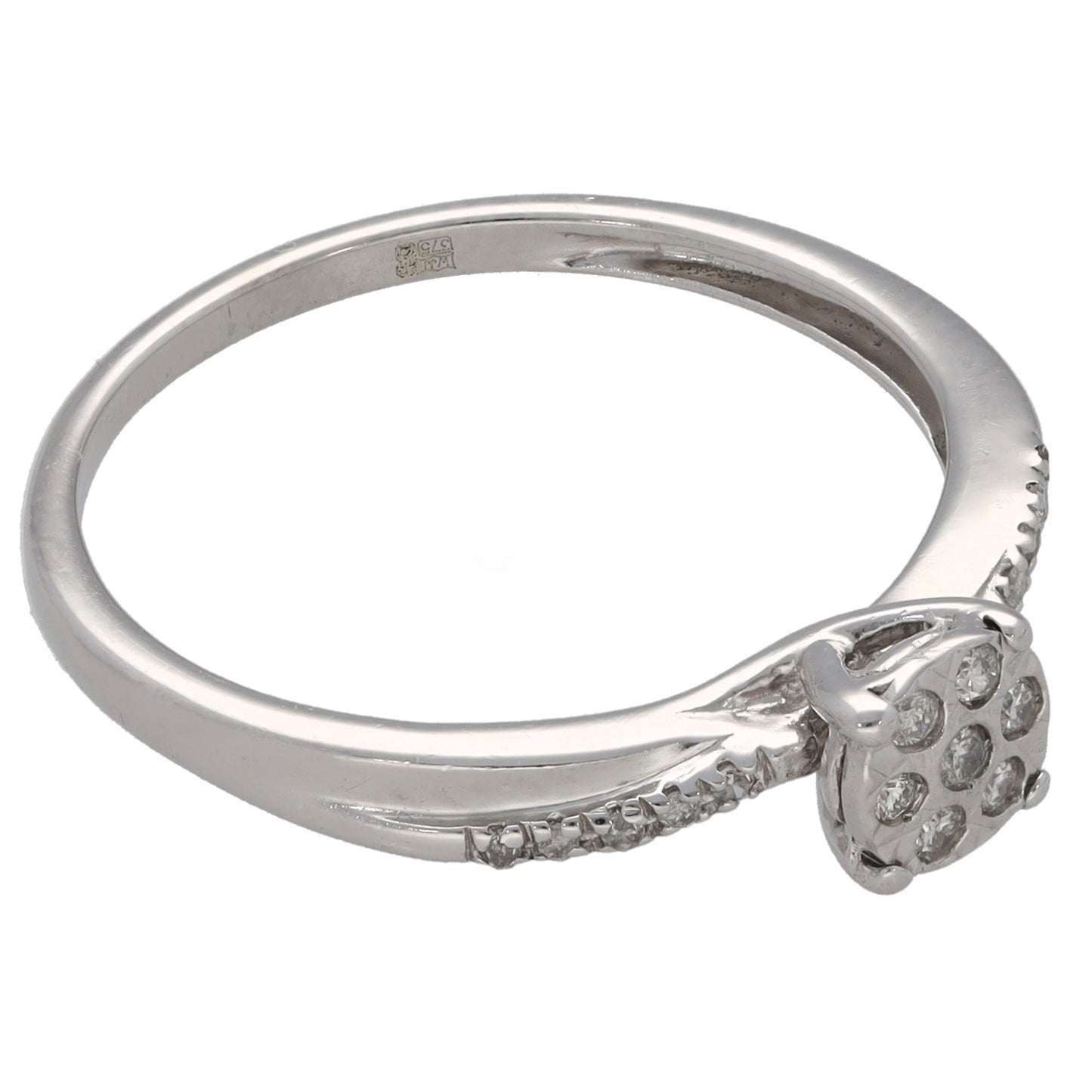 9ct White Gold 0.10ct Diamond Dress/Cocktail Ring Size O