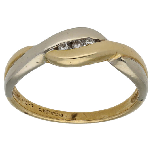 9ct Gold 0.06ct Diamond Trilogy Ring Size M