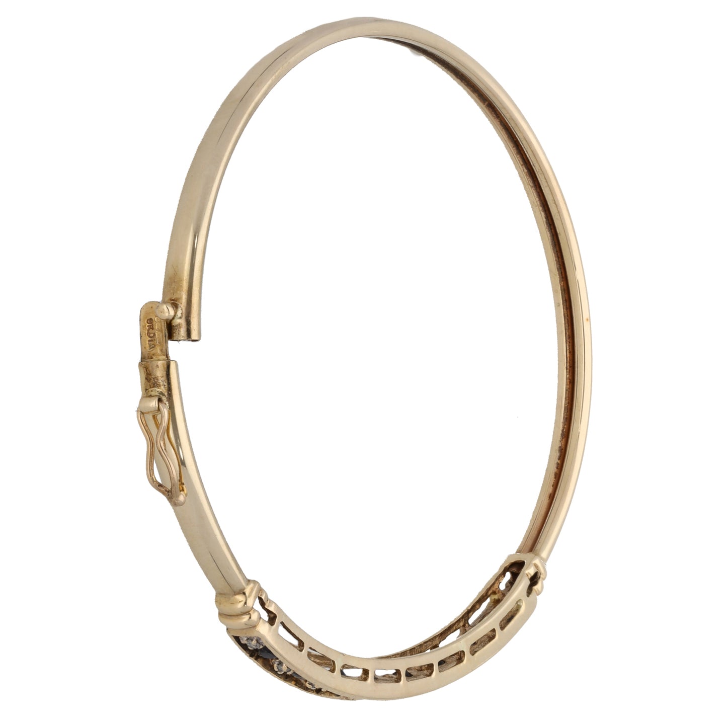9ct Gold Sapphire & 0.045ct Diamond Hinged/Clasp Bangle
