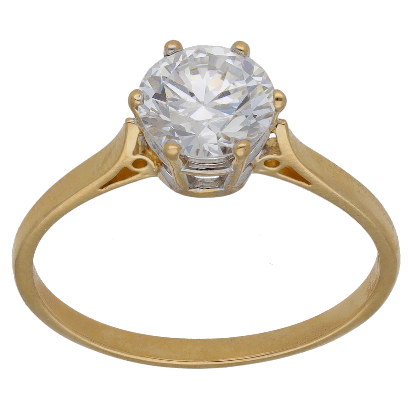 14ct Gold Cubic Zirconia Single Stone Ring Size Q