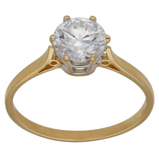 14ct Gold Cubic Zirconia Single Stone Ring Size Q