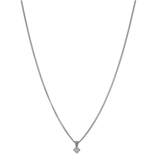 Platinum 0.15ct Diamond Solitaire Pendant With Chain