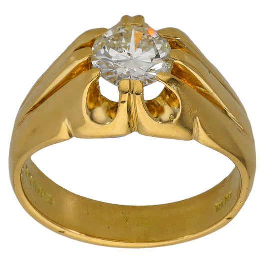 18ct Gold 0.86ct Diamond Solitaire Ring Size N