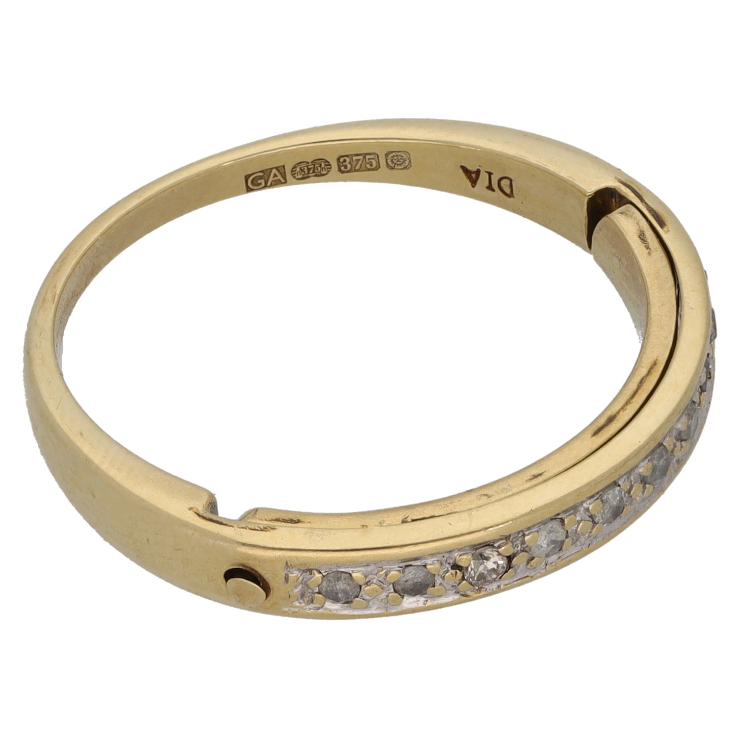 9ct Gold 0.10ct Diamond Half Eternity Ring Size S