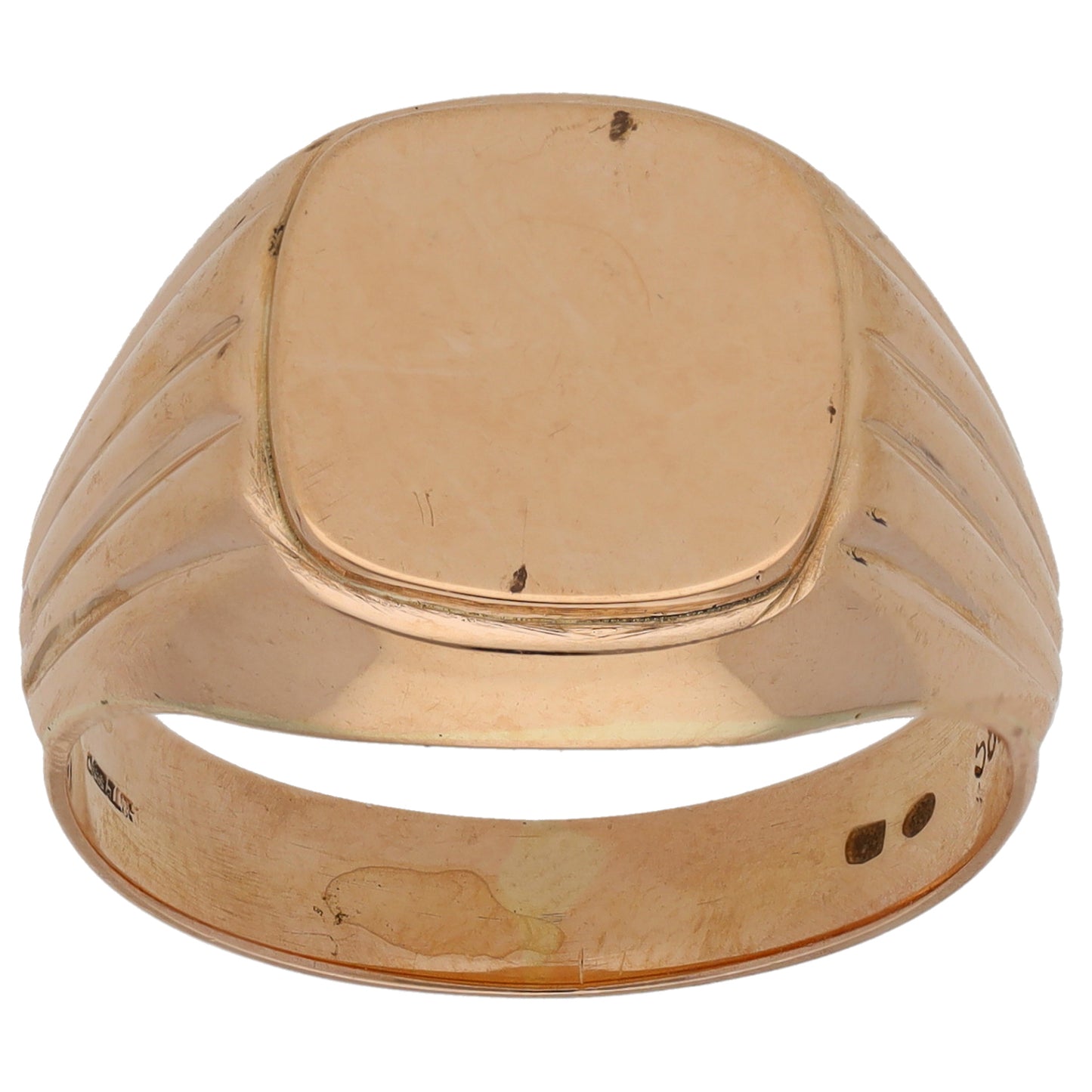 14ct Rose Gold Plain Signet Ring Size T